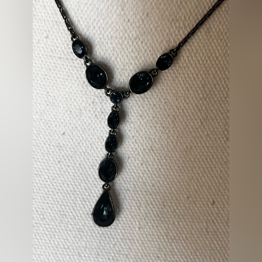 Givenchy Black Bleu Crystal Teardrop Necklace View 2